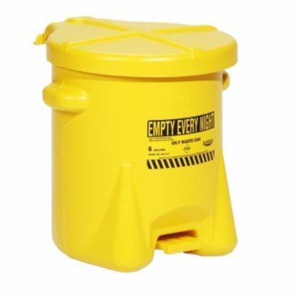 Poly Self-Closing Oily Waste Can Yellow 16.5